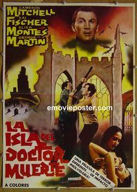 c313 ISLAND OF THE DOOMED Mexican half-sheet movie poster '66 vampire tree!