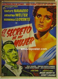 c302 SECRET OF MY WOMAN Mexican movie poster '55 Carlos Navarro