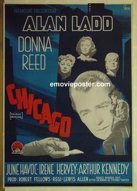 c236 CHICAGO DEADLINE Swedish movie poster '49 Alan Ladd, Aberg art!