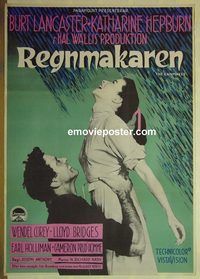 c250 RAINMAKER Swedish movie poster '56 Lancaster, Hepburn