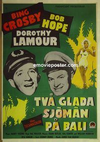 c251 ROAD TO BALI Swedish movie poster '52 Bing Crosby, Bob Hope