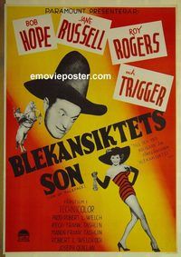 c253 SON OF PALEFACE Swedish movie poster '52 Roy Rogers, Bob Hope