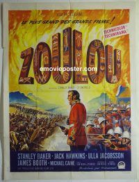d270 ZULU French one-panel movie poster '64 Stanley Baker, Roger Soubie art!