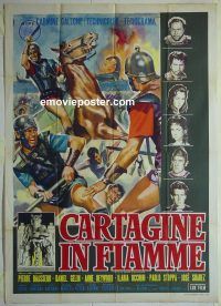 d360 CARTHAGE IN FLAMES Italian one-panel movie poster '60 Pierre Brasseur