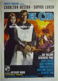d370 EL CID Italian one-panel movie poster '61 Charlton Heston, Sophia Loren