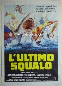 d386 GREAT WHITE Italian one-panel movie poster '82 great shark image!