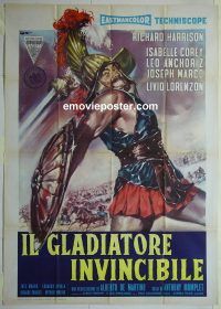 d392 INVINCIBLE GLADIATOR Italian one-panel movie poster '61 Richard Harrison