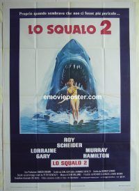 d395 JAWS 2 Italian one-panel movie poster '78 Roy Scheider, sharks