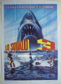 d396 JAWS 3-D Italian one-panel movie poster '83 cool shark image!