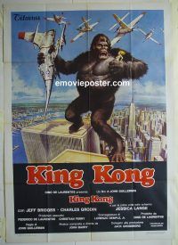d399 KING KONG Italian one-panel movie poster '76 BIG Ape, Jessica Lange