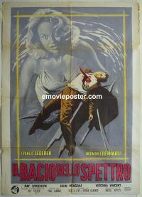 d426 RETURN OF DRACULA Italian one-panel movie poster '59 wild vampire image!