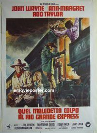 d440 TRAIN ROBBERS Italian one-panel movie poster '73 John Wayne, Ann-Margret