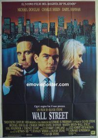 d443 WALL STREET Italian one-panel movie poster '87 Michael Douglas, Sheen