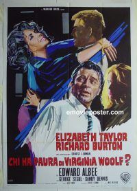d445 WHO'S AFRAID OF VIRGINIA WOOLF Italian one-panel movie poster '66