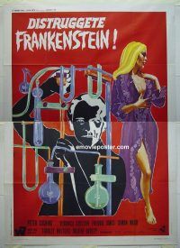d320 FRANKENSTEIN MUST BE DESTROYED Italian two-panel movie poster '70
