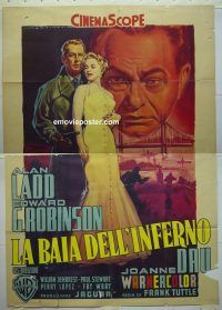 d322 HELL ON FRISCO BAY Italian two-panel movie poster '56 Alan Ladd