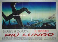 d326 LONGEST DAY Italian two-panel movie poster '62 rare horizontal style!