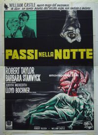 d328 NIGHT WALKER Italian two-panel movie poster '65 Robert Taylor, Stanwyck