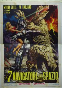 d330 PLANETA BURG Italian two-panel movie poster '62 great sci-fi image!