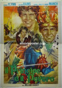 d331 PRINCE & THE PAUPER Italian two-panel movie poster R63 Errol Flynn