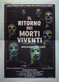 d333 RETURN OF THE LIVING DEAD Italian two-panel movie poster '85 zombies!