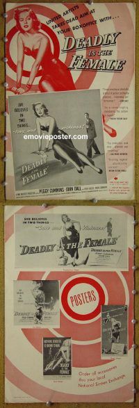 d476 DEADLY IS THE FEMALE movie pressbook '50 Peggy Cummins