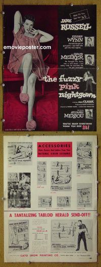 d486 FUZZY PINK NIGHTGOWN movie pressbook '57 sexy Jane Russell!