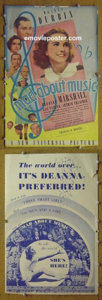 d509 MAD ABOUT MUSIC movie pressbook cover '38 Deanna Durbin
