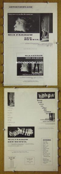 d541 SEE NO EVIL movie pressbook '71 Mia Farrow, horror