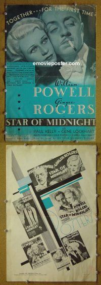 d549 STAR OF MIDNIGHT movie pressbook '35 Powell, Ginger Rogers
