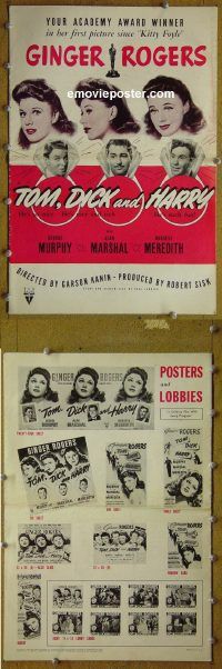 d564 TOM, DICK & HARRY movie pressbook '41 Ginger Rogers