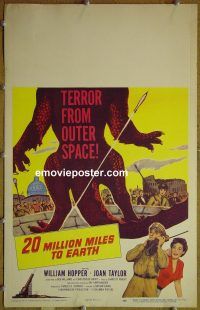 d002 20 MILLION MILES TO EARTH window card movie poster '57 William Hopper