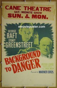 d010 BACKGROUND TO DANGER window card movie poster '43 George Raft