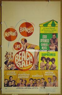 d016 BEACH BALL window card movie poster '65 Byrnes, Noel, Supremes