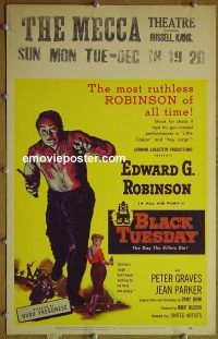d019 BLACK TUESDAY window card movie poster '55 Edward G. Robinson, Graves