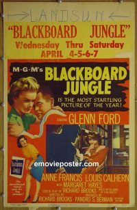 d020 BLACKBOARD JUNGLE window card movie poster '55 Glenn Ford, Francis