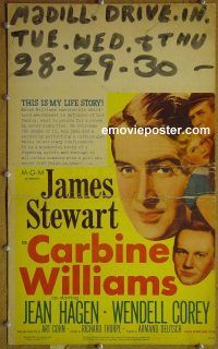d027 CARBINE WILLIAMS window card movie poster '52 James Stewart