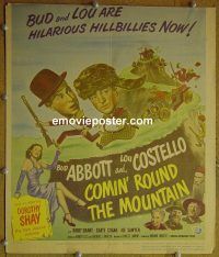 d036 COMIN' ROUND THE MOUNTAIN window card movie poster '51 Abbott & Costello
