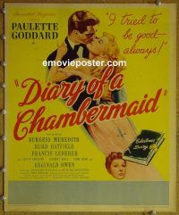 d045 DIARY OF A CHAMBERMAID window card movie poster '46 Paulette Goddard