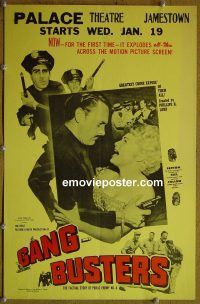 d057 GANG BUSTERS window card movie poster '54 twisted brains!