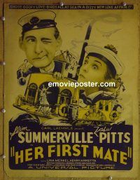 d068 HER FIRST MATE window card movie poster '33 Slim Summerville, Zasu Pitts