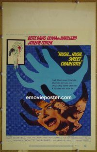 d075 HUSH HUSH SWEET CHARLOTTE window card movie poster '65 Bette Davis