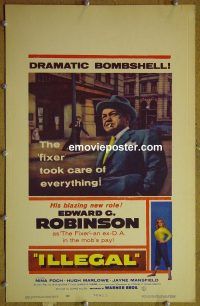 d079 ILLEGAL window card movie poster '55 Edward G. Robinson, film noir