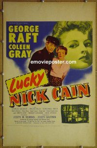 d094 LUCKY NICK CAIN window card movie poster '50 George Raft