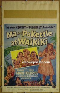 d095 MA & PA KETTLE AT WAIKIKI signed window card movie poster '55 Lori Nelson