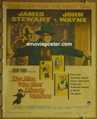 d097 MAN WHO SHOT LIBERTY VALANCE window card movie poster '62 John Wayne
