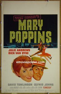 d101 MARY POPPINS window card movie poster '64 Julie Andrews, Disney