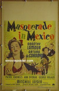 d104 MASQUERADE IN MEXICO window card movie poster '46 Dorothy Lamour