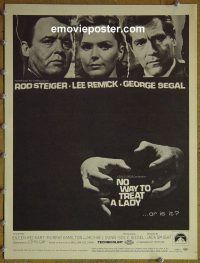 d112 NO WAY TO TREAT A LADY window card movie poster '68 Rod Steiger
