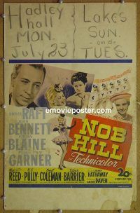 d113 NOB HILL window card movie poster '45 George Raft, Joan Bennett